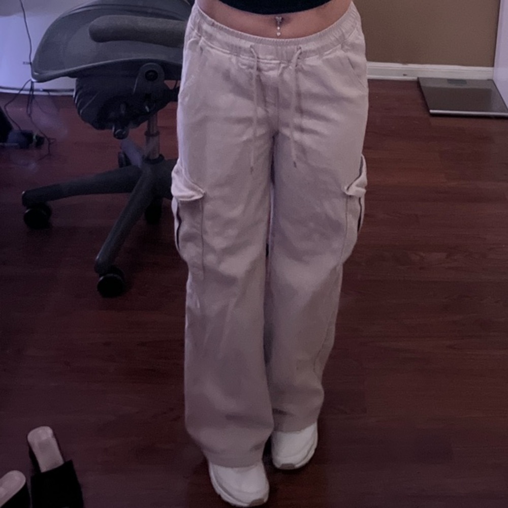 Tan Cargo Pants / Baggy, Straight-Leg / US XS